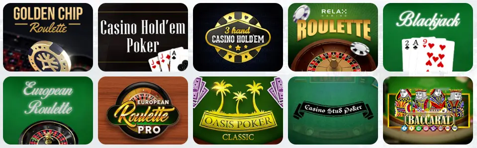Giochi da tavolo al COSMIC SLOT CASINO